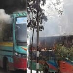 ঢাকার বিভিন্ন স্থানে বাসে আগুন