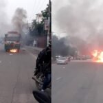 রাজধানী’র প্রগতি সরনী’তে বাসে আগুন