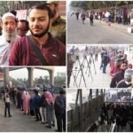 মেট্রোরেল ভ্রমণের জন্য লাইনে দাঁড়িয়ে হাজারো মানুষ