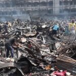 ধ্বংসস্তূপে এখনো জ্বলে উঠছে আগুন