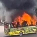 মাতুয়াইলে বাসে আগুন, সংঘর্ষ