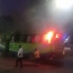শ্যামলীতে বাসে আগুন