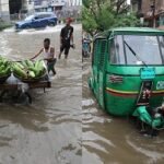 প্রবল বৃষ্টিতে পানির নিচে ঢাকা, অনেক গাড়ি বিকল