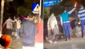 ছিনতাইয়ের পর চাপাতি হাতে পুলিশের সামনে দিয়ে চলে গেল ছিনতাইকারী