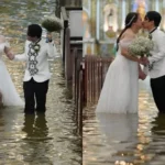 বন্যার পানিও থামাতে পারেনি বিয়ে!