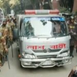 ময়নাতদন্তের জন্য সোহরাওয়ার্দী হাসপাতালের মর্গে হাদির মরদেহ