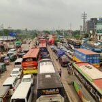 বৃষ্টিতে ভোগান্তি, মহাসড়কে যানজট-ধীরগতি