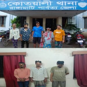 রাঙামাটিতে ইয়ারাসহ মাদক কারবারি ও ওয়ারেন্টভুক্ত আসামিসহ গ্রেপ্তার ৮